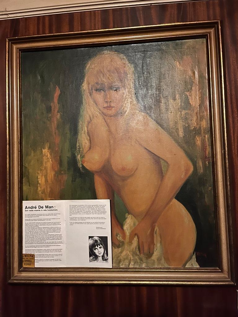 Verkocht. Schilderij portret André de man, Ophalen