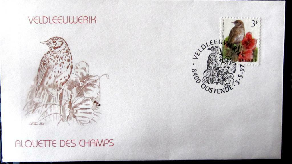 FIRST DAY COVER- VOGELS VAN BUZIN- DE VELDLEEUWERIK, Enlèvement ou Envoi, Affranchi, Animal et Nature