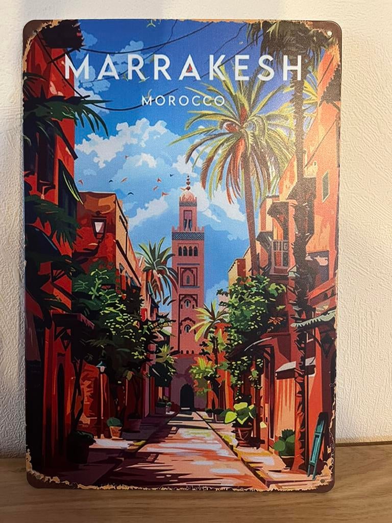 Metalen plaat Marrakech, Ophalen of Verzenden, Zo goed als nieuw