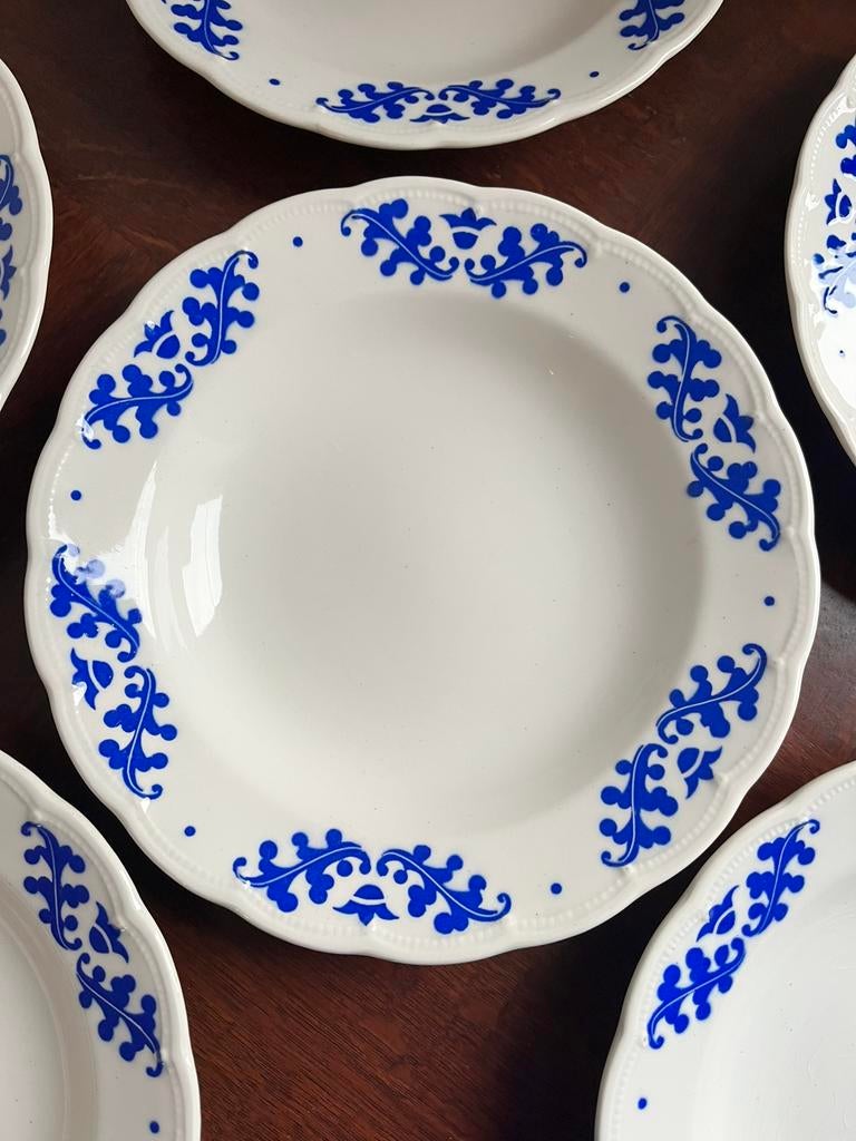 6 assiettes creuses vintage Boch Coronation feuille de chêne, Enlèvement ou Envoi