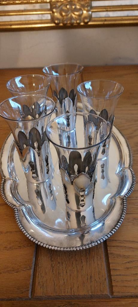 Vintage likeurset in zilver, Antiek en Kunst, Ophalen of Verzenden