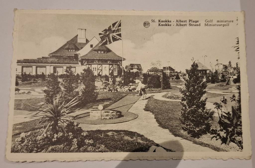Knokke, Albert plage, golf miniature. Avec drapeau anglais, Enlèvement ou Envoi, Affranchie, Flandre Occidentale
