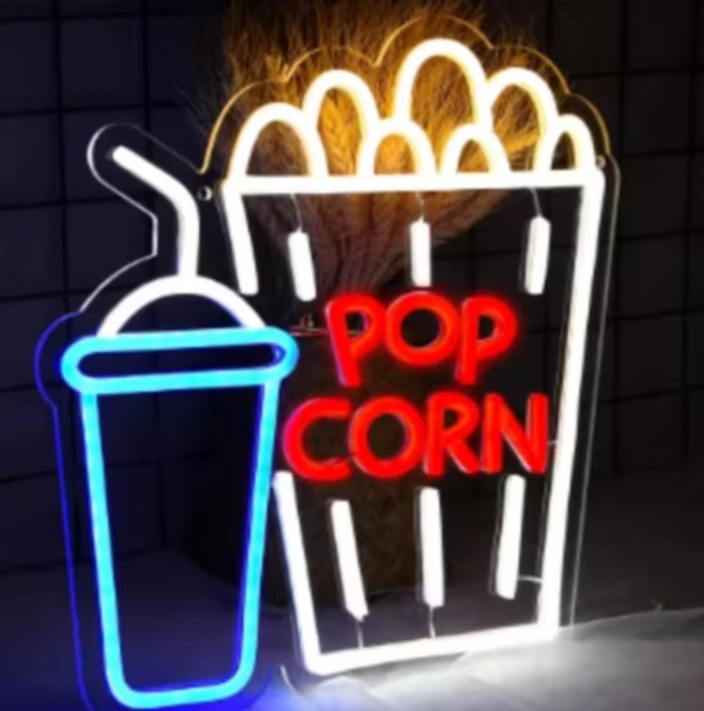 LED lamp neon stijl Popcorn (33.5x31cm) Nieuw., Ophalen of Verzenden, Nieuw, Lichtbak of (neon) lamp