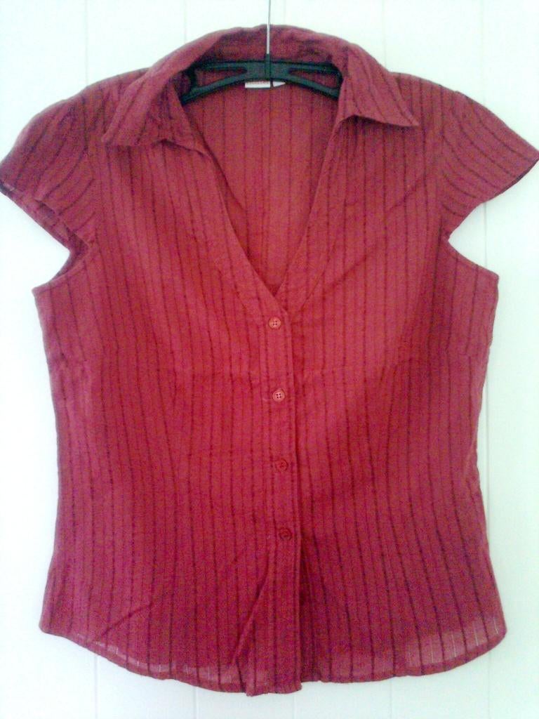 Chemise d’été rayée à manches courtes, Envoi, Neuf, Rouge