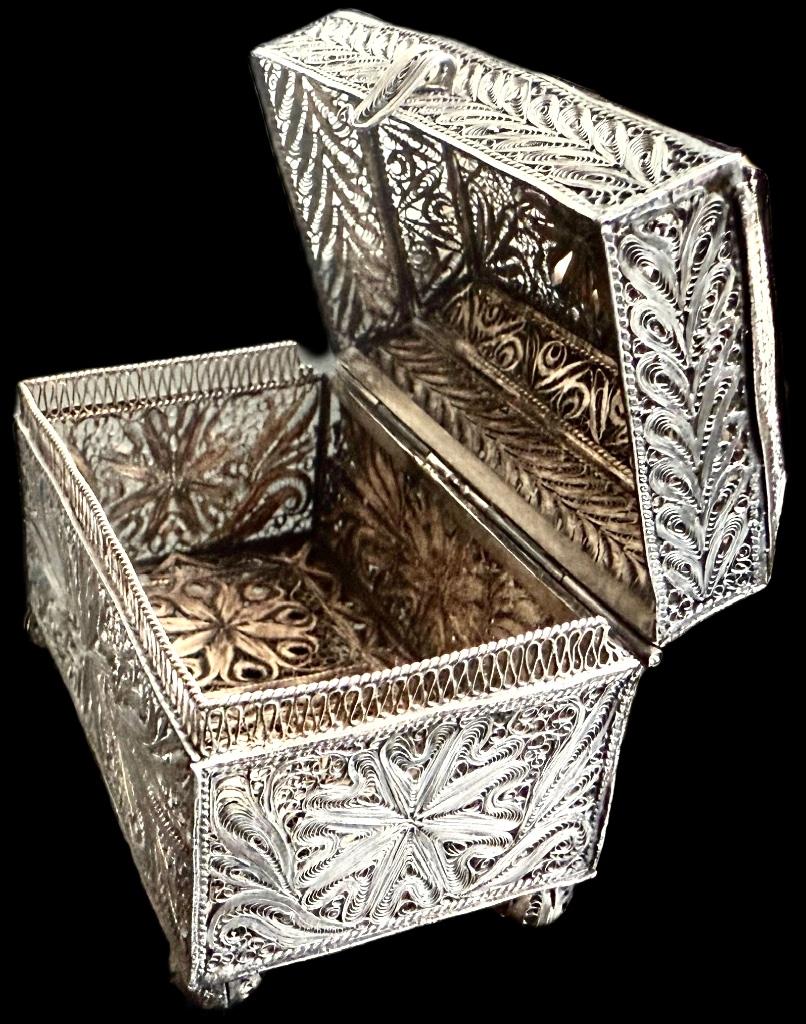 Filigrain Sieraden Kistje Juwelen Filigraan Doos .925 Zilver, Antiek en Kunst, Verzenden, Zilver