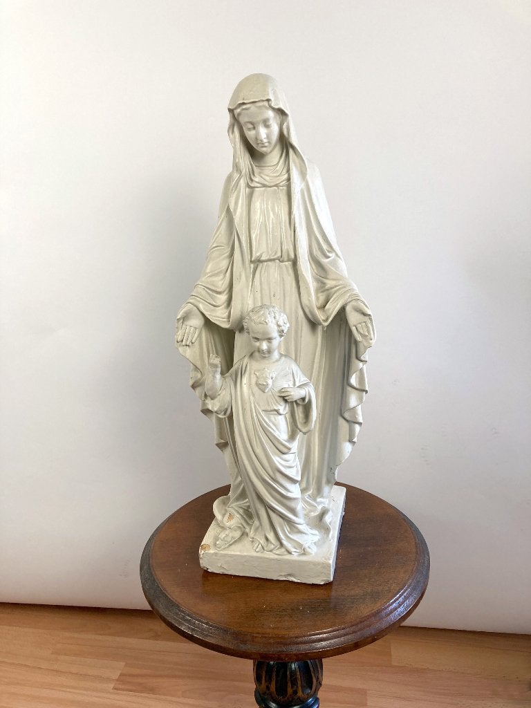 Beeld Madonna en kind, Antiek en Kunst, Ophalen, Gips, 50 - 100 cm, Wit