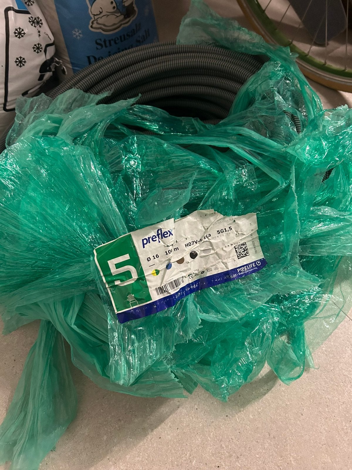 100 meter preflex grijs, 5 x G1,5 nieuw, ongebruikt, Ophalen, Nieuw