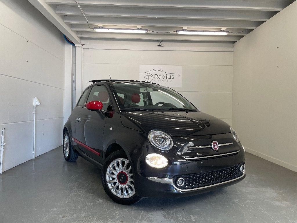 Fiat - 500 - Rosso Amore - Open dak, Voorwielaandrijving, 4 zetels, Stof, Zwart