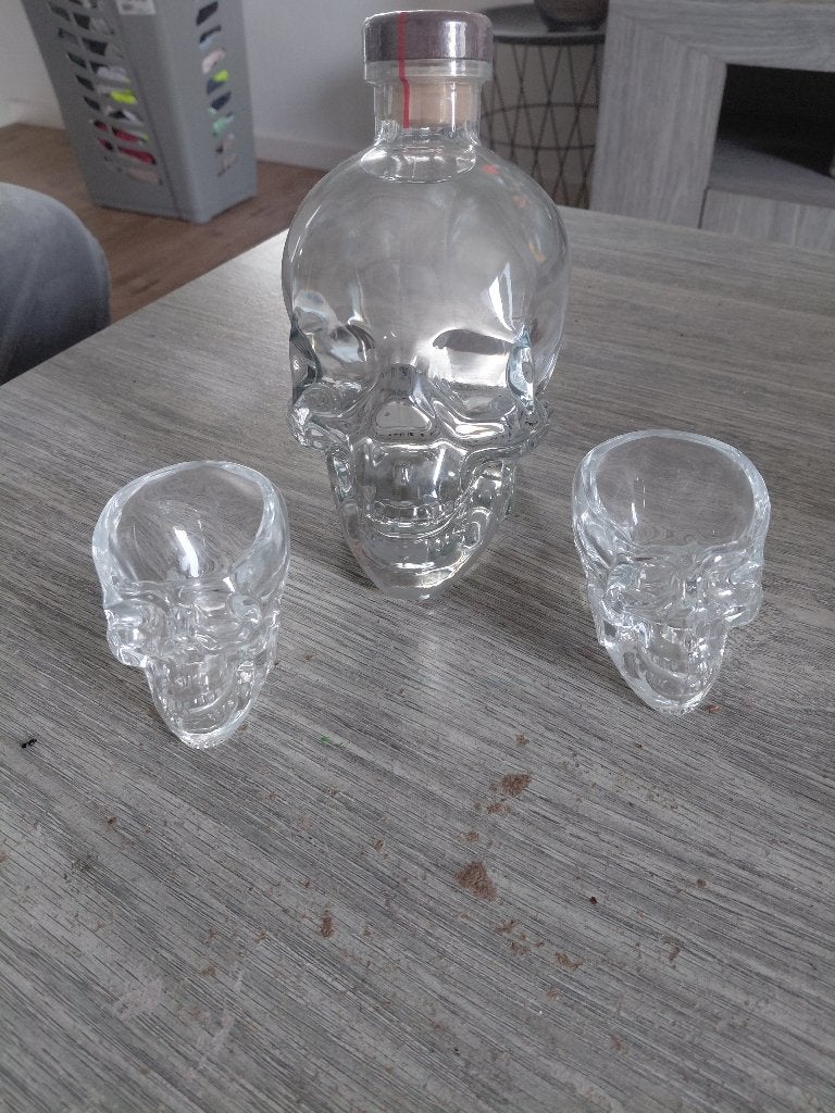 Verre et bouteille crane absolut vodka, Collections, Enlèvement, Comme neuf, Autres types