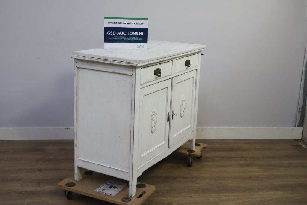 Antiek houten Commode kast met marmeren blad