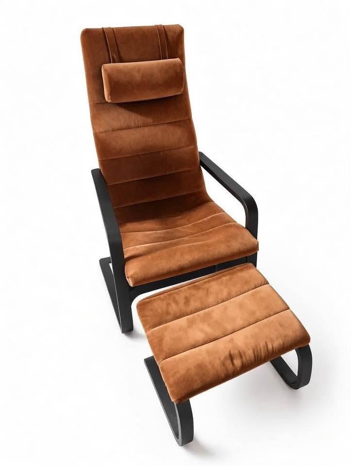 Fauteuil IKEA Boliden vintage velour brun-orangé, Antiquités & Art, Enlèvement