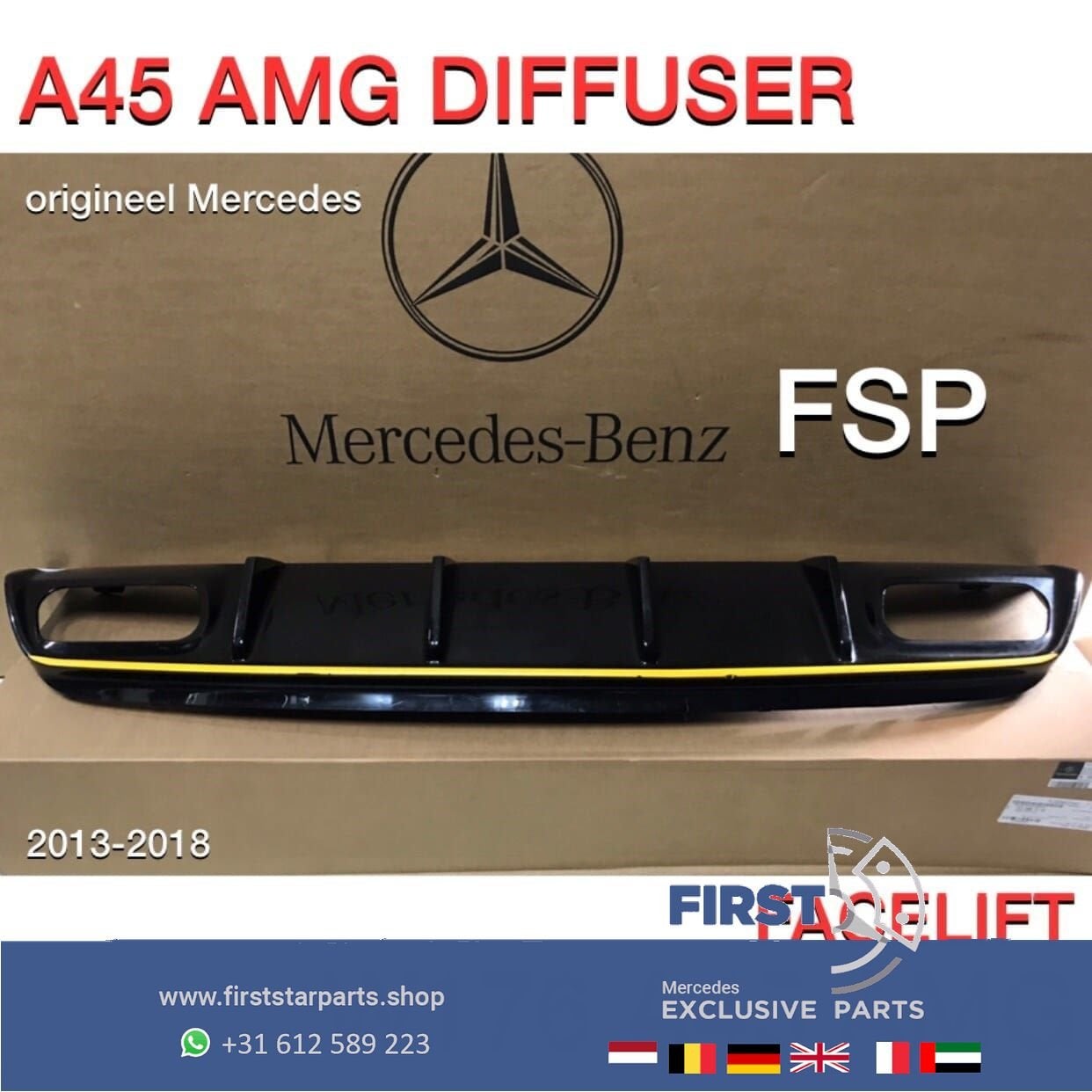 W176 A45 AMG FACELIFT DIFFUSER Mercedes A Klasse 2012-2018 E, Auto-onderdelen, Gebruikt, -, Ophalen of Verzenden, -