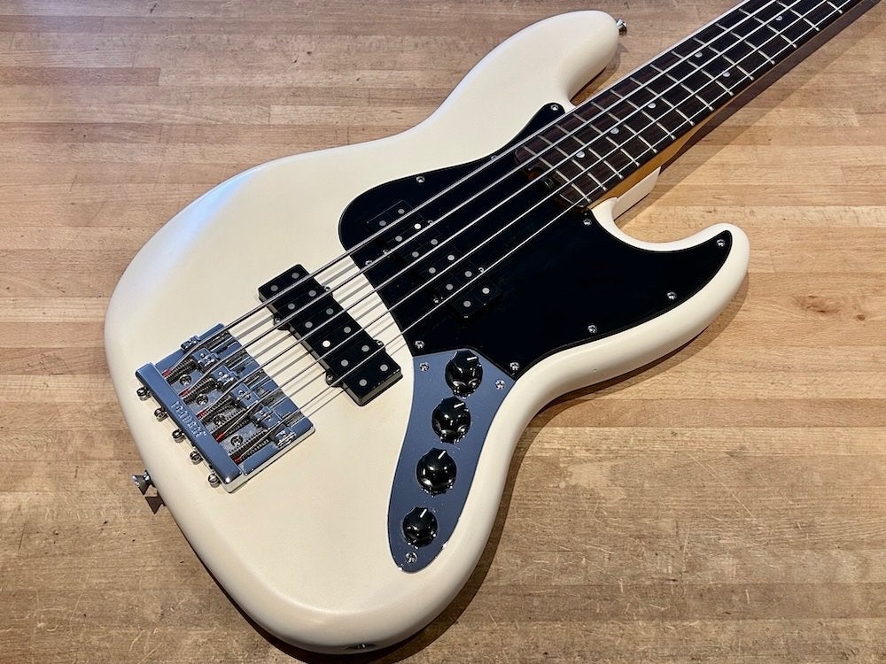 Fender 2013 Modern Player Jazz Bass V Satin Olympic White, Elektrisch, Burg. Philipslaan 108 - 110, 3680 Maaseik, Ophalen of Verzenden