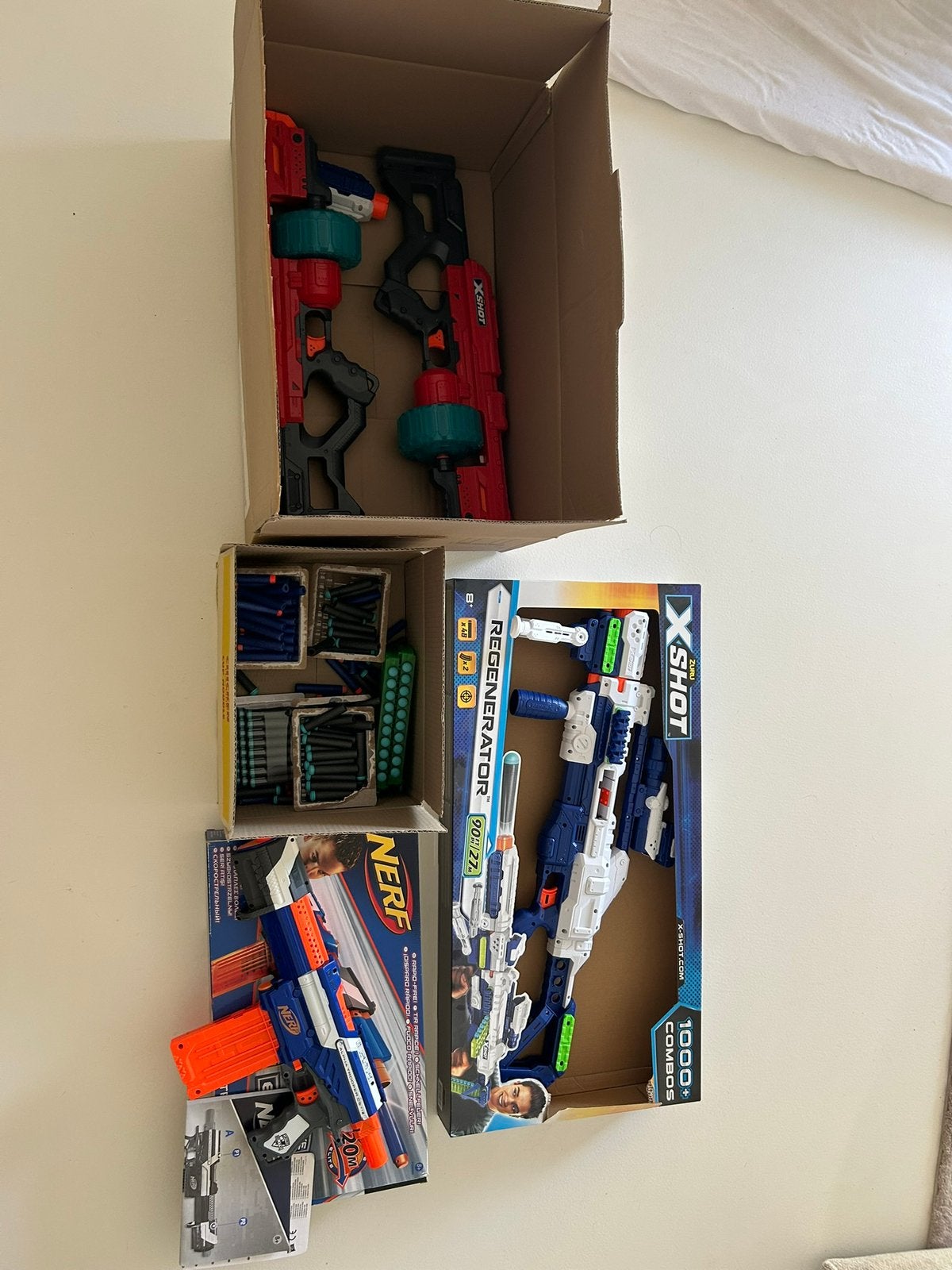 Nerf gun + kogels 55€, Ophalen, Zo goed als nieuw