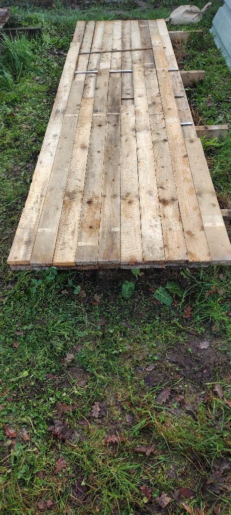 85 lopende meter planken 9,5cm op 2,2cm 60 euro voor alles, Ophalen, Minder dan 25 mm, Zo goed als nieuw, Plank