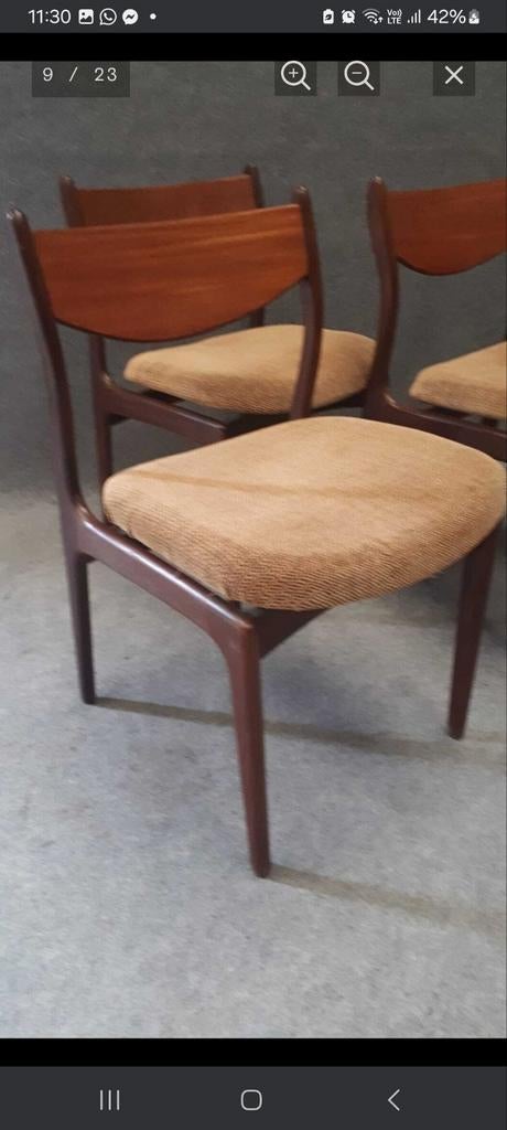 Vintage Deense design stoelen Erik Buch, Huis en Inrichting, Ophalen