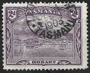 1 Postzegel Tasmanië 1899 Landschappen (Australië), Ophalen of Verzenden, Gestempeld