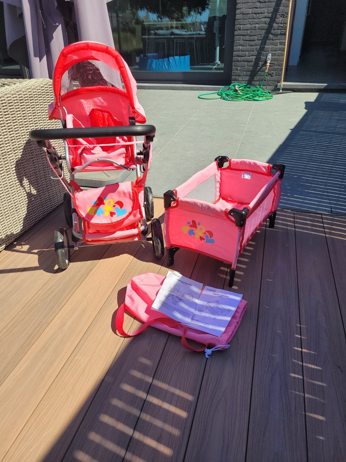 Poppenbuggy + draagmand + reisbed, Ophalen, Zo goed als nieuw, Babypop