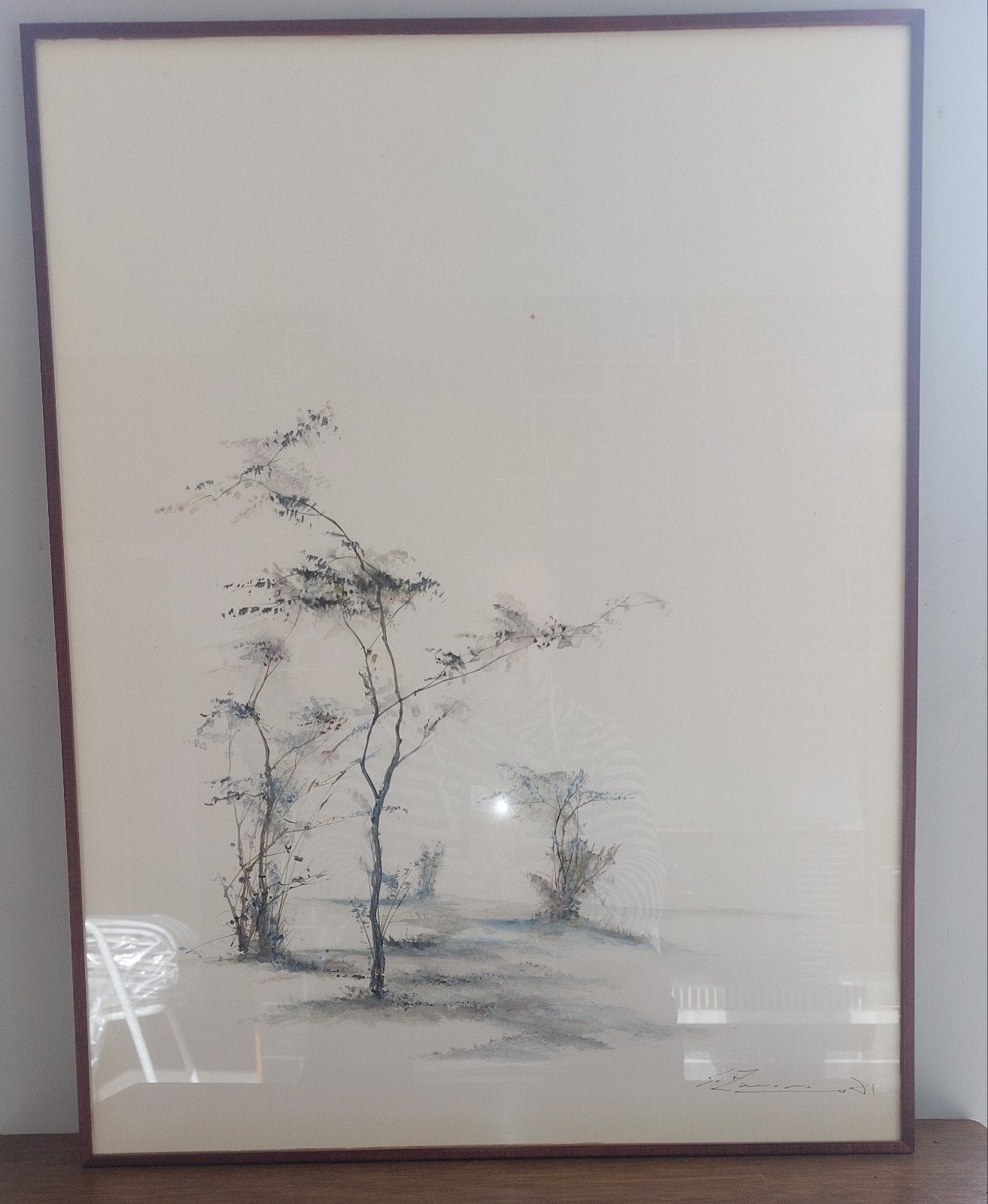 Tableau N&B "Arbre", Antiquités & Art, Enlèvement, Dessin au fusain, Sous verre