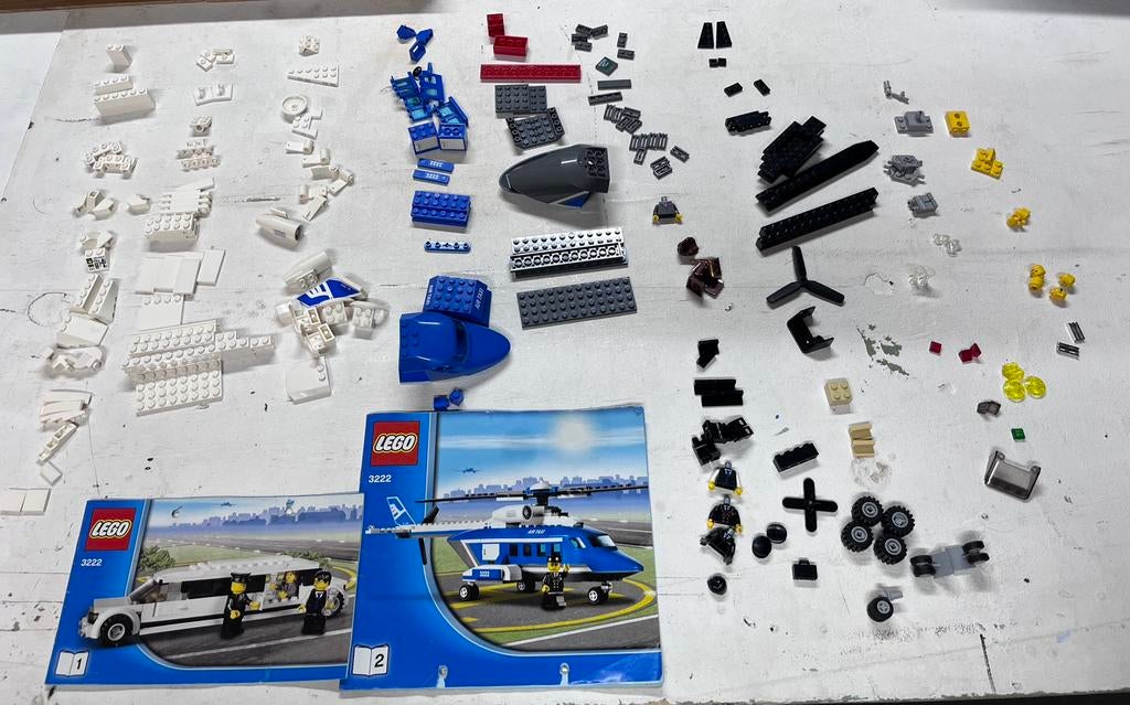 Lego 3222 helikopter met limousine, Ophalen, Gebruikt, Complete set, Lego