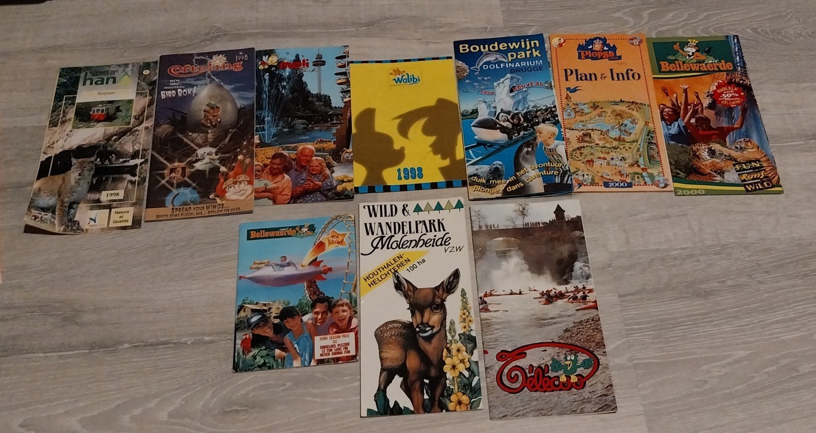 Pretparken inkomfolders Meli, Efteling, Plopsaland, ...