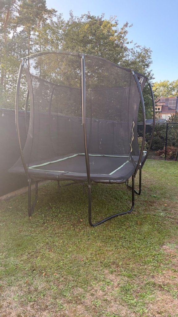 Rechthoekige trampoline met veiligheidsnet en afdekhoes, Ophalen, Gebruikt