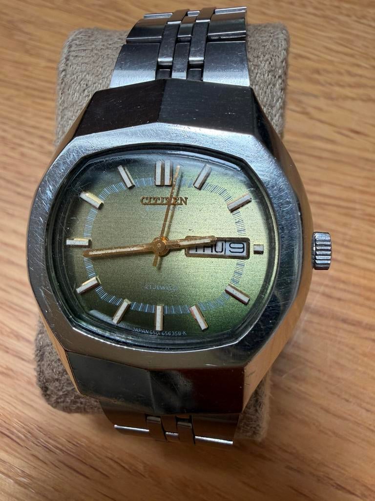 Citizen Automatic 1970s met groene wijzerplaat, Ophalen of Verzenden, Citizen