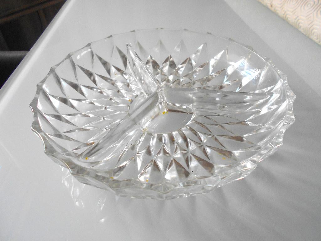 ancien plateau à compartiment apéro vintage en verre, Overige materialen, Rond, Ophalen of Verzenden, Zo goed als nieuw