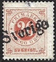 1 Postzegel Zweden 1872 Cirkel met cijfer met opdruk, Enlèvement ou Envoi, Suède, Affranchi
