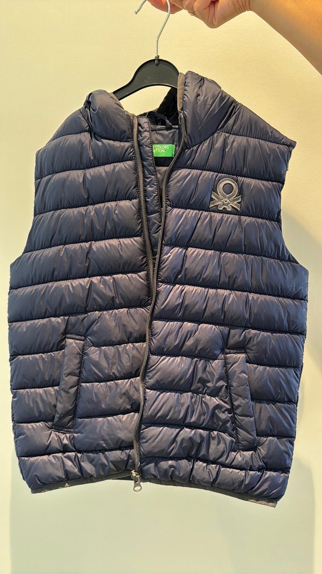 Bodywarmer Benetton 11-12 jaar, Kleding | Heren, Bodywarmers, Ophalen, Zo goed als nieuw, Blauw