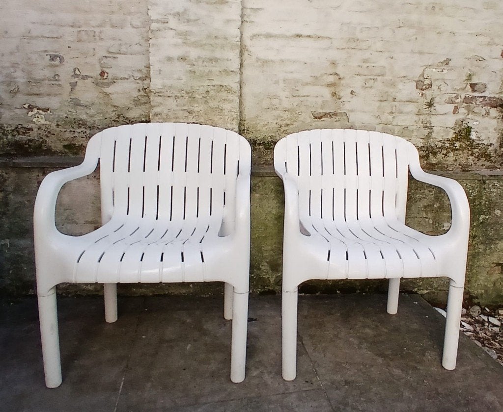 vintage tuinstoelen Allibert  'Dangari' Pierre Paulin, Tuin en Terras, Ophalen, Stapelbaar
