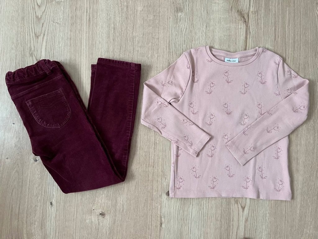 JBC + TEX broek velours bordeaux + longsleeve 122, Ophalen of Verzenden, JBC, Meisje, Setje