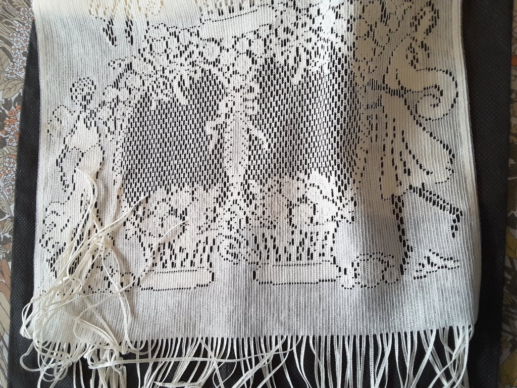 écharpe - foulard blanc crème 160x29 cm avec frange de 12 cm, Enlèvement ou Envoi, Neuf, Écharpe