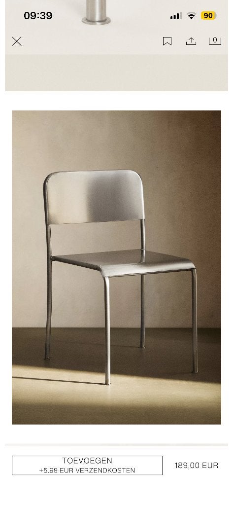Stoelen Zara Home, Maison & Meubles, Gris, Comme neuf, Enlèvement, Métal