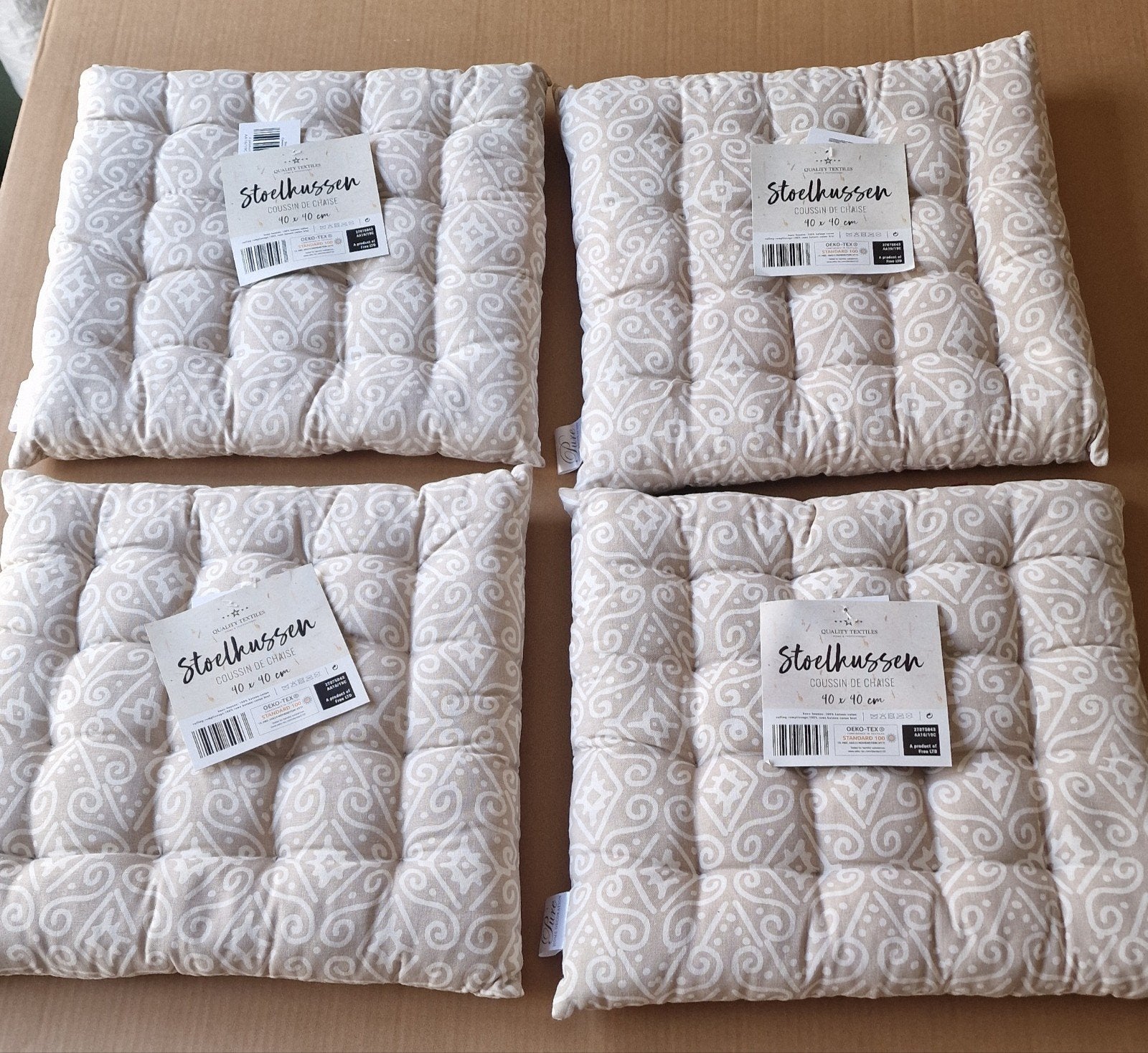 4 coussins de chaise - 40 X 40 cm - neufs, Enlèvement ou Envoi, Neuf, Coussin d'assise, Avec fermeture éclair