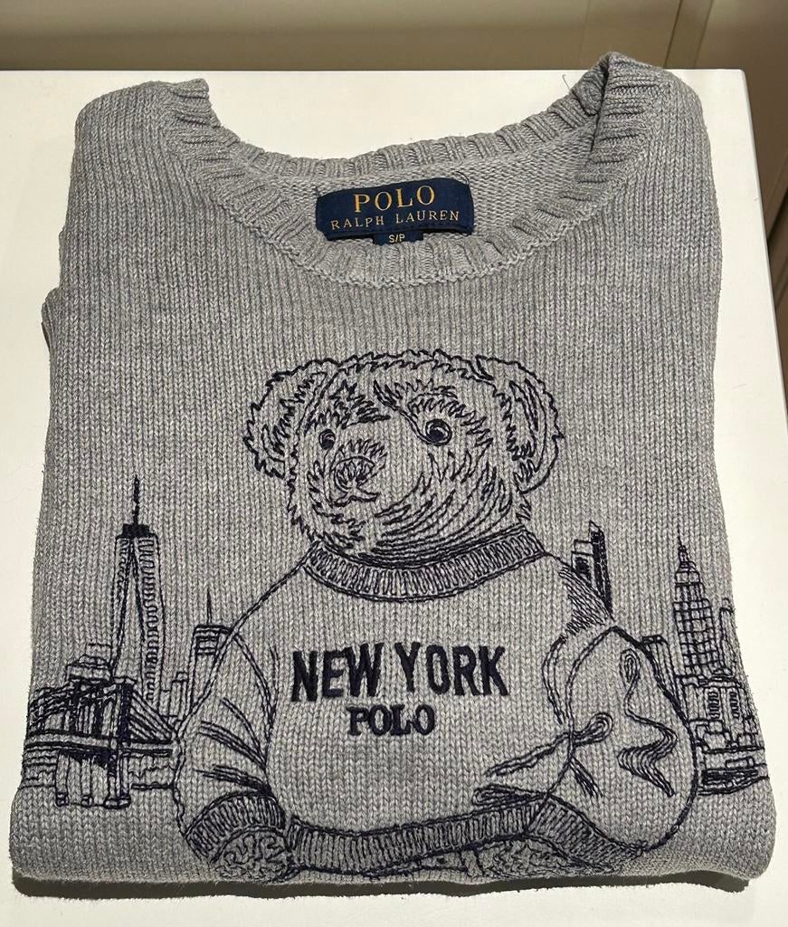 Ralph Lauren Grey Polo Bear Orso Knit New York Sweater, Ophalen of Verzenden, Zo goed als nieuw