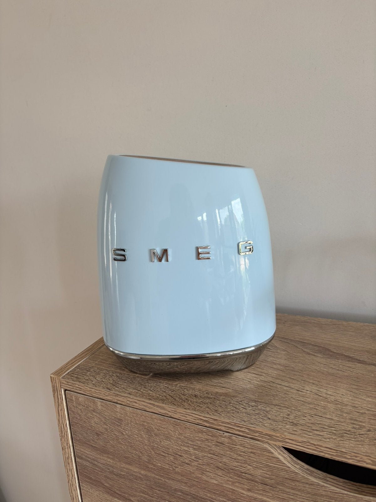 Smeg messenblok pastelblauw, Ophalen, Zo goed als nieuw