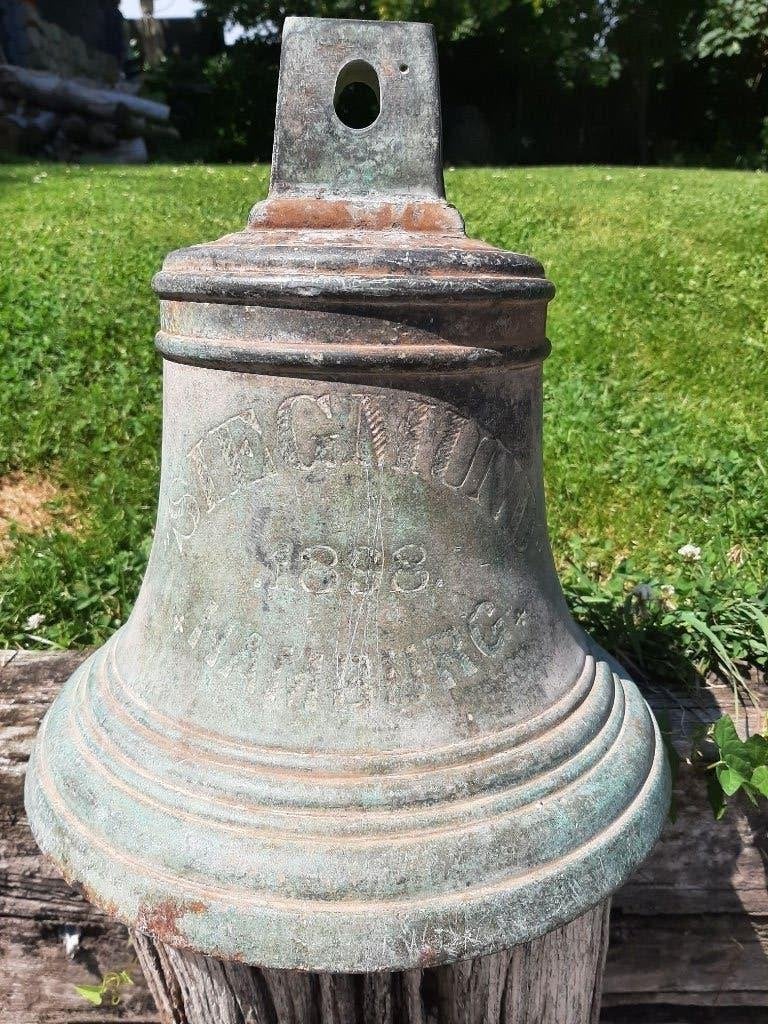 cloche en bronze de navire à vapeur de 1898 Siegmund Hamburg, Enlèvement ou Envoi, Utilisé, Bateau à moteur ou Voilier, Autres types