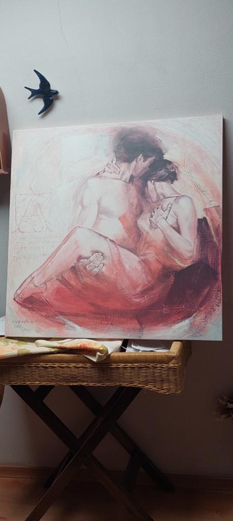 Schilderij 90cm op 90cm, Huis en Inrichting, Woonaccessoires | Schilderijen, Tekeningen en Foto's, Ophalen of Verzenden, Zo goed als nieuw