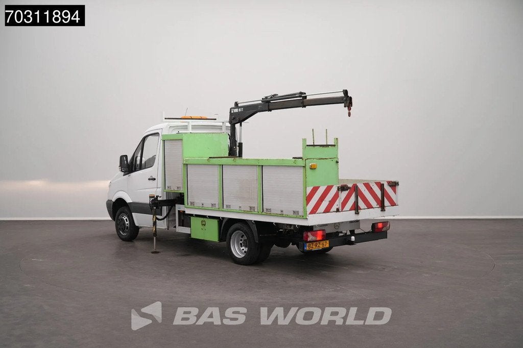 Mercedes Sprinter 510 CDI Kraanwagen Dubbellucht HIAB 071T-2, 3390 kg, Euro 5, Stof, Gebruikt