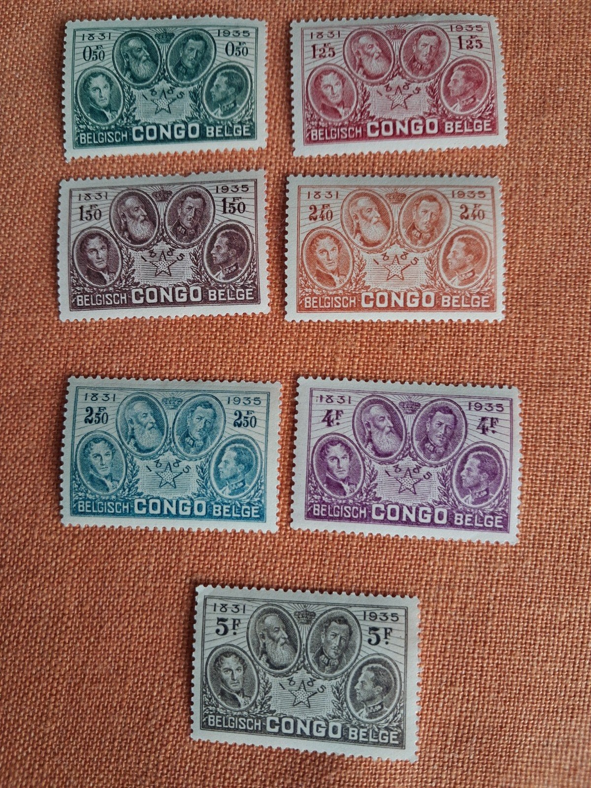 1935 Congo Belge série  de 7 timbres, Enlèvement ou Envoi
