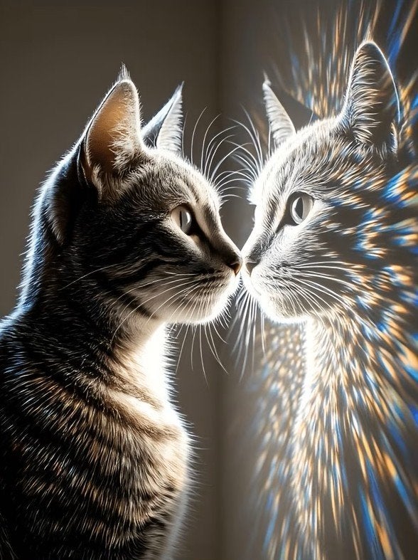 Miroir Diamond Painting, 40 x 30 cm, chat (carré), n 209, Neuf, Enlèvement ou Envoi, Autres matériaux, Autres marques