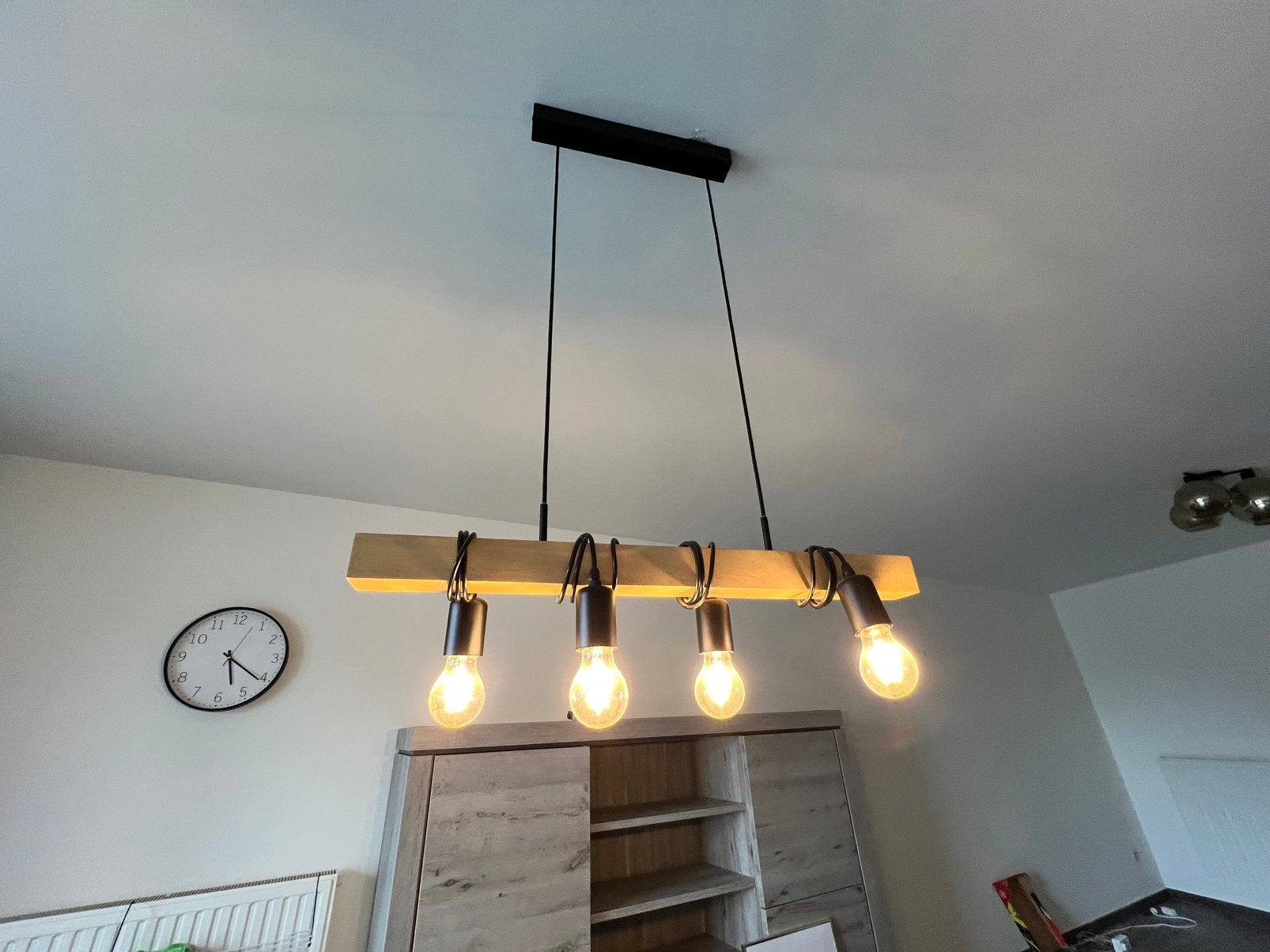 Hanglamp rechthoekig van hout, Ophalen, Gebruikt, E27 (groot), Modern industrieel