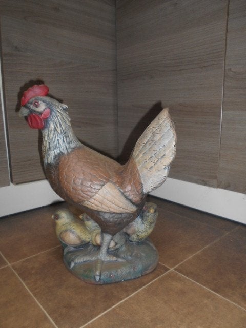 Belle statue en pierre de poulet avec des poussins, Jardin & Terrasse, Enlèvement, Comme neuf, Pierre