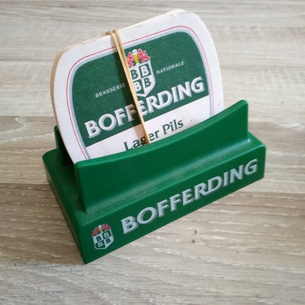 Bofferding kartonnen bierhouder - Reclameobject, Ophalen of Verzenden, Zo goed als nieuw, Reclamebord, Plaat of Schild, Overige merken