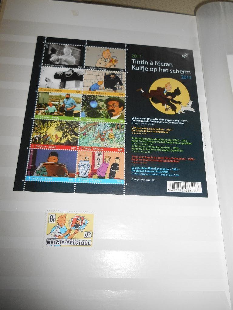 Tintin à l'écran feuillet de 10 Timbres + T de 8FR de 1979, Enlèvement ou Envoi