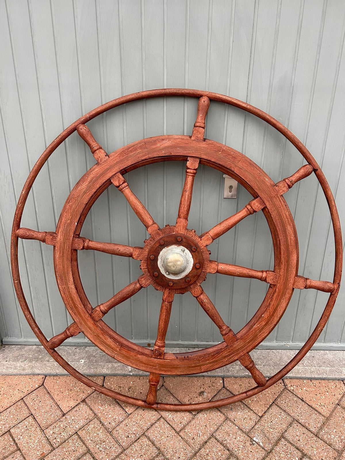 Authentiek houten scheepswiel – 141 cm, Watersport en Boten, Bootonderdelen, Ophalen, Gebruikt, Overige typen
