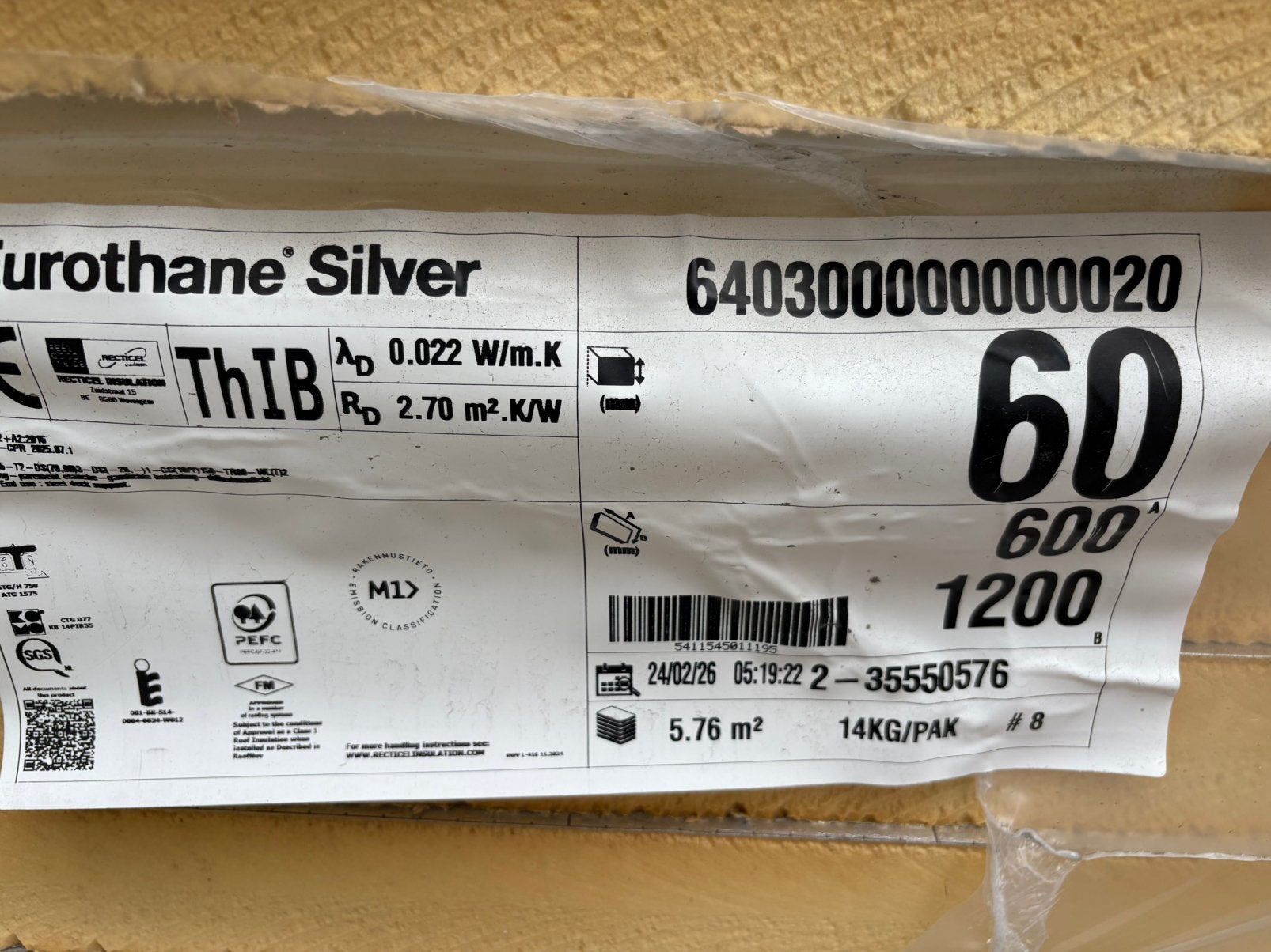 Isolatie Recticel eurothane silver nieuw!, Doe-het-zelf en Bouw, Ophalen, Zo goed als nieuw