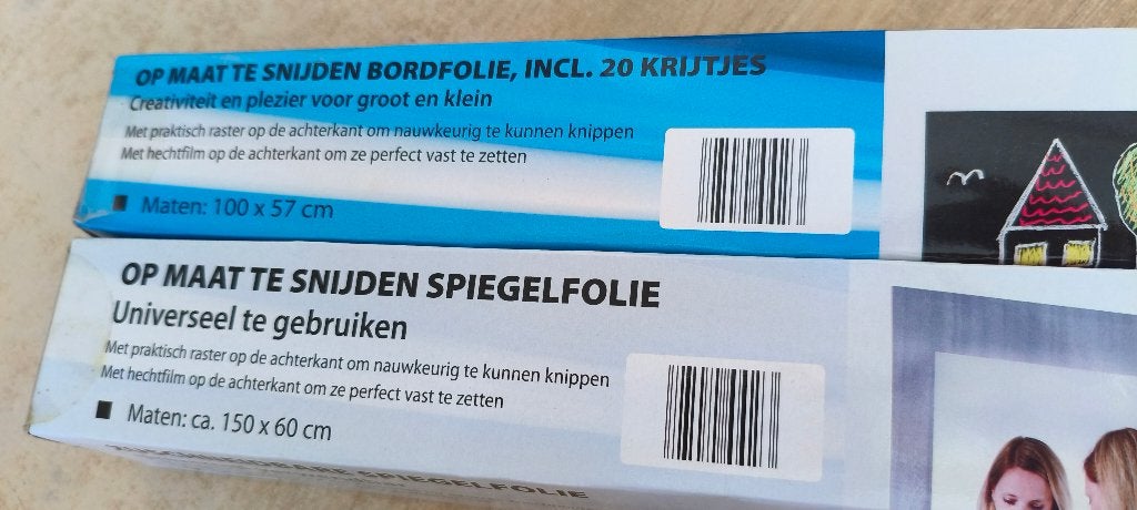 Rol Spiegelfolie + Rol Bordfolie incl. 20 Krijtjes - NIEUW, Huis en Inrichting, Woonaccessoires | Spiegels, Ophalen, Nieuw, Rechthoekig