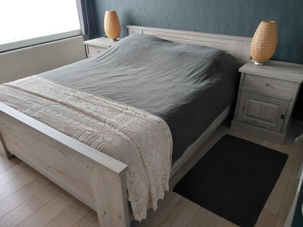 Bed met matras en latoflex, Zie foto, Comme neuf, Brun, Enlèvement